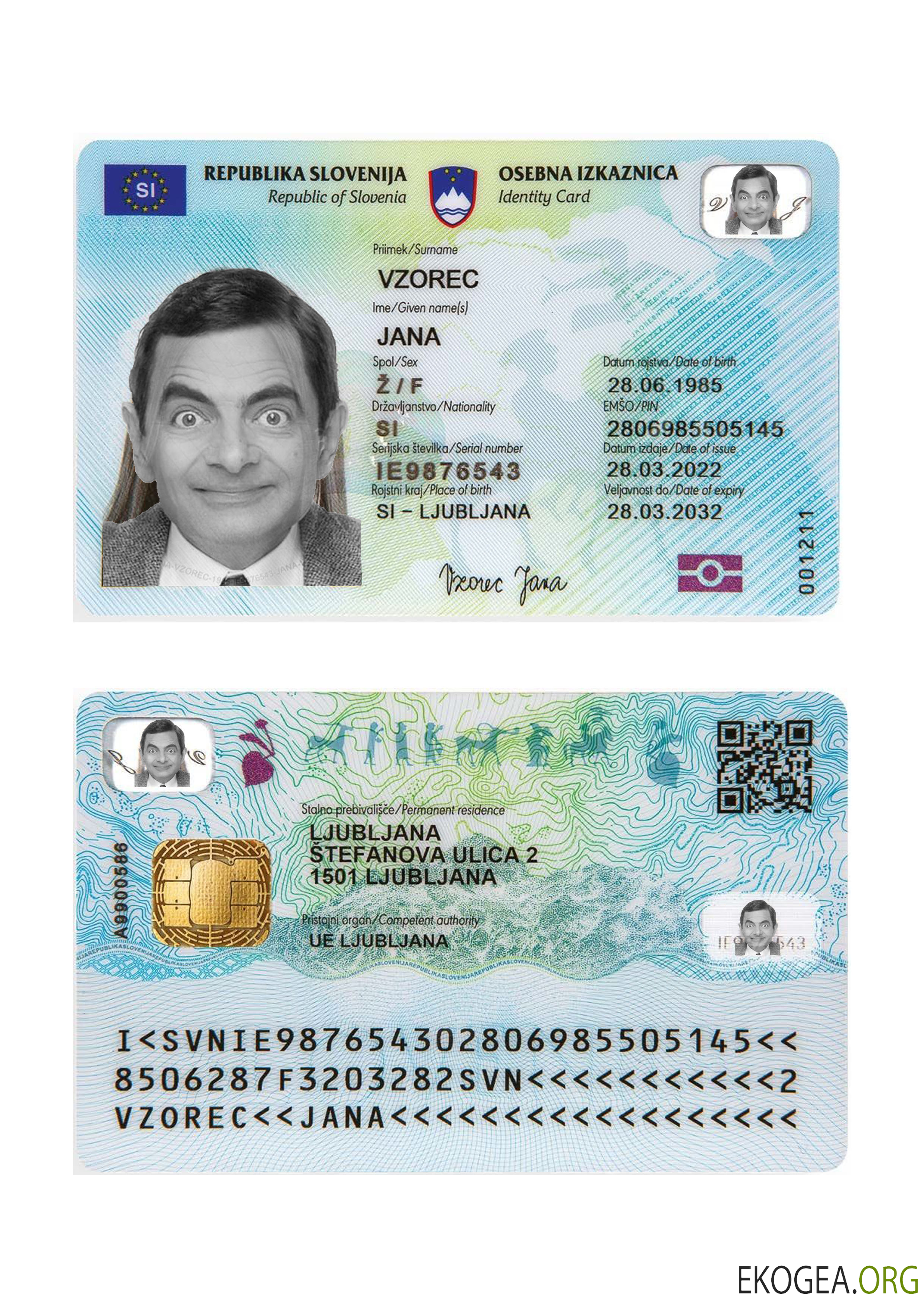 Carte d'identité de Slovénie 2022 présent